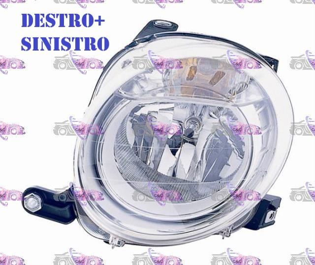 COPPIA FARI FANALE PROIETTORE DX+SX SUP H7 ANABB REG ELETT PER FIAT 500 07>14