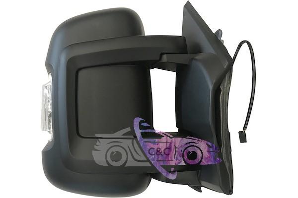 SPECCHIETTO RETROVISORE DX MANUALE NERO C/FAN B/CORTO PEUGEOT BOXER 2006 IN POI